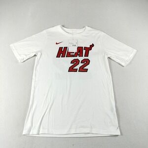 Nike T Shirt Youth Boys Large White Jimmy Butler #22 Miami Heat Short Sleeve NBA